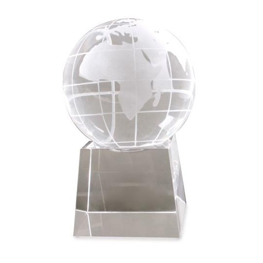 Troféu de vidro com relógio