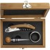 Conjunto para vinho em aço inox e bambu