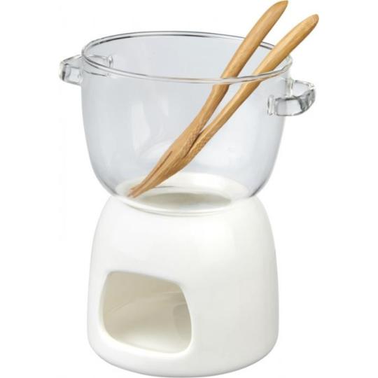 Conjunto para fondue de chocolate de vidro "Belgium"