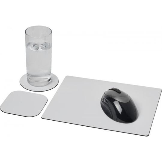 Conjunto de tapete para rato e base para copos "Brite-Mat®"