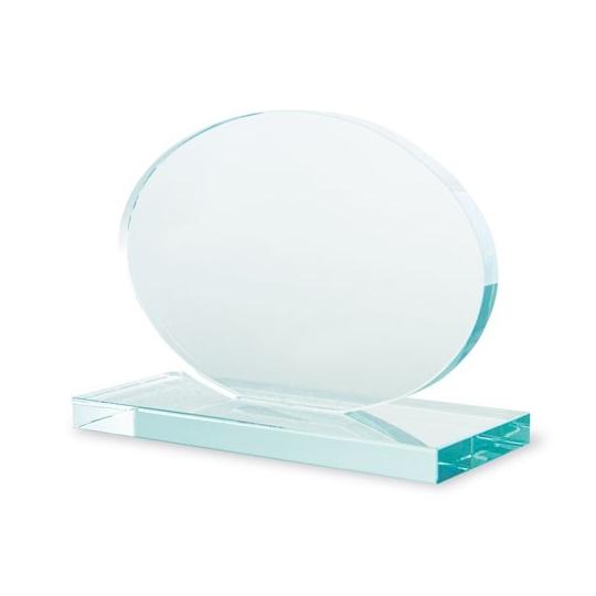 Troféu de vidro em forma oval