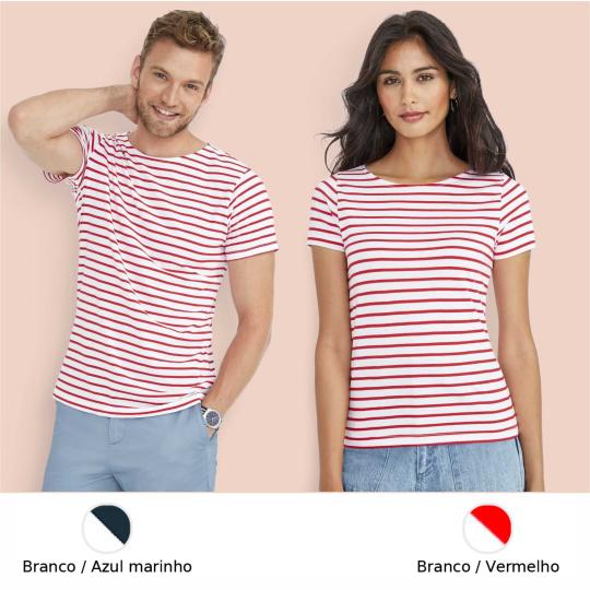 T-shirt às riscas de homem e mulher Miles
