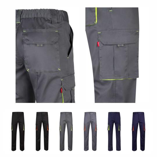 Calças stretch multibolsos...