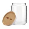 Frasco de vidrio con tapa de madera