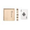 Set de cartas e dados em caixa de madeira