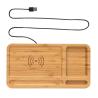 Organisateur de bureau en bambou avec chargeur sans fil de 10 W