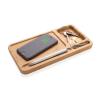 Organisateur de bureau en bambou avec chargeur sans fil de 10 W
