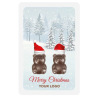 Carte promotionnelle avec deux oursons en chocolat (Production)