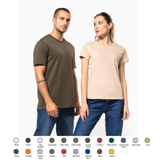 T-shirt manga curta decote...