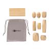 Wooden balance game in Ukiyo Crios bag