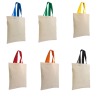 Mini saco algodão reciclado natural 140g/m2 alças coloridas Burano