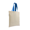 Mini bolsa de compras de algodón reciclado natural 140 g/m² con asas de colores Burano