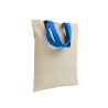 Mini bolsa de compras de algodón reciclado natural 140 g/m² con asas de colores Burano