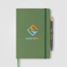 Caderno de capa dura feito com pacote de leite reciclado - A5 Terra e conjunto de canetas Reborn