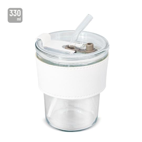 Copo 330 Ml Com Canudo De Vidro Delicatessen