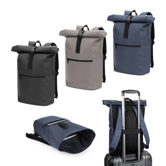 Mochila "roll top" em PU com bolso para computador portátil 16" Portland