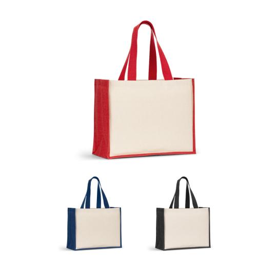 Saco em canvas (320 g/m²), com fundo e laterais em juta laminada (350 g/m²) coloridos Helsinque Colour