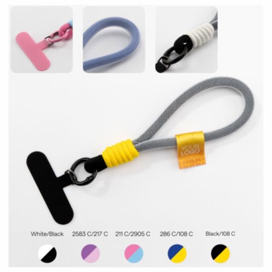Short lanyard keychain with...