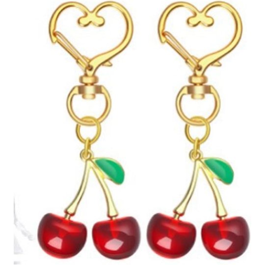 Porte-clés de cerises en métal