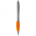 Caneta Nash com corpo prateado e pega colorida (Escrita Preta)
