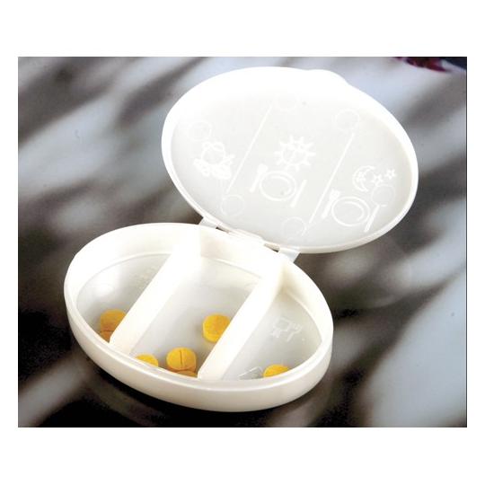 Oval pill box, 3 compartments